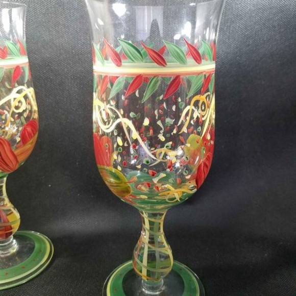 Set of 6 Hand Painted Poco Grande Piña Colada Glasses - Picture 3 of 7